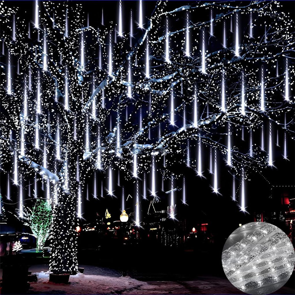 Lichterkette Außen LED Meteorschauer Lichterregen Schneefall Lichter Wasserdicht Weihnachten Beleuchtung für Hochzeit Party Garten Baum Dekoratio...