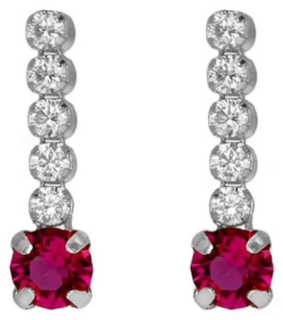 Boucles d'oreilles Shine avec cristaux fuchsia et reflets scintillants