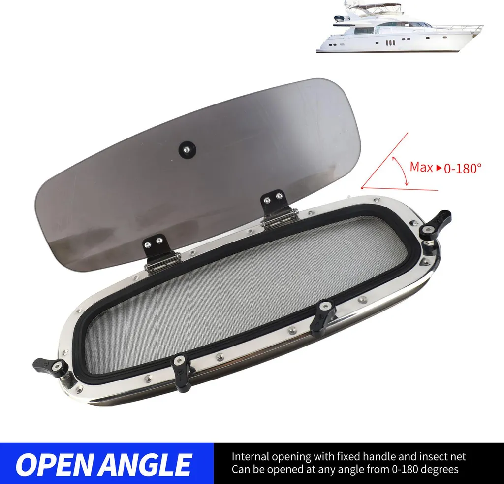Hublot rectangulaire pour yacht avec interrupteur pour aération de cabine