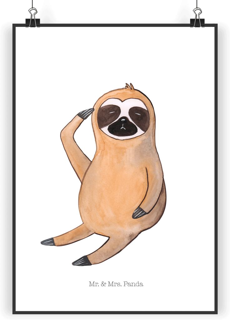 Mr. & Mrs. Panda Bild Faultier Vogel DIN A5 - Weiß - Geschenk, Spinner, Kunstdruck, Morgenmuffel, drucke, Faultiere, Nachdenklich, Wanddekoration,...