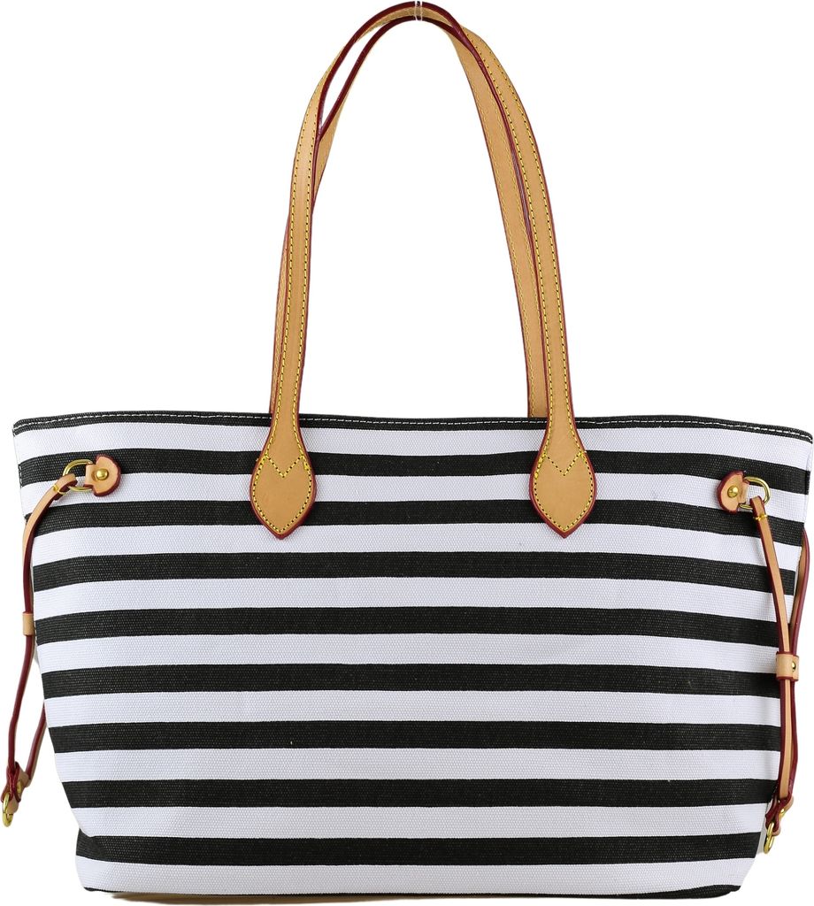 Schultertasche Bademeister gestreift, mit Leder Henkeln von collezione alessandro