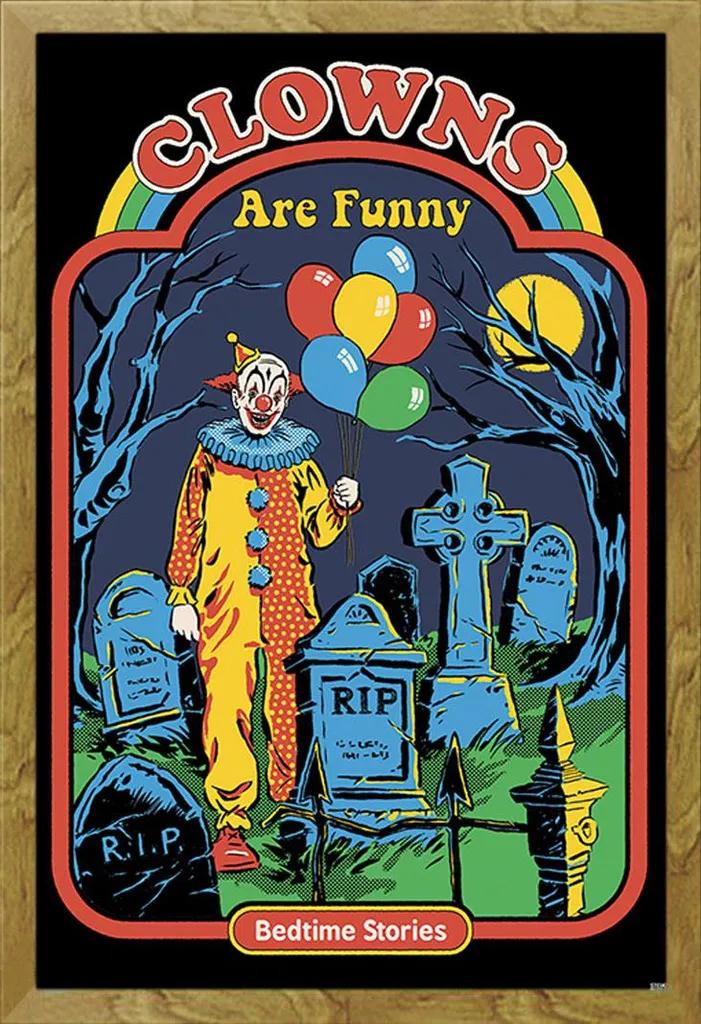Quadro Steven Rhodes Clowns Are Funny con Cornice Legno Rovere MDF