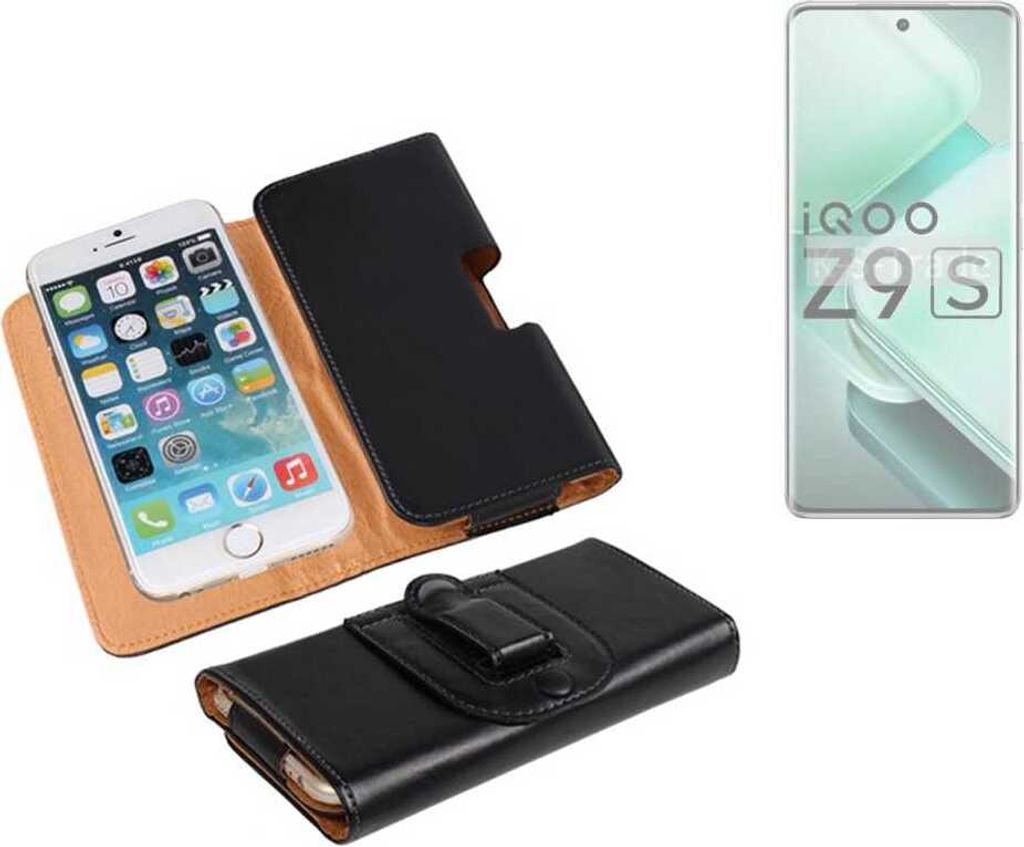K-S-Trade Schützhülle Handyhülle kompatibel mit Vivo iQOO Z9s Holster Gürtel Tasche Schutzhülle Handy-Tasche Smartphone Case Seitentasche schwarz