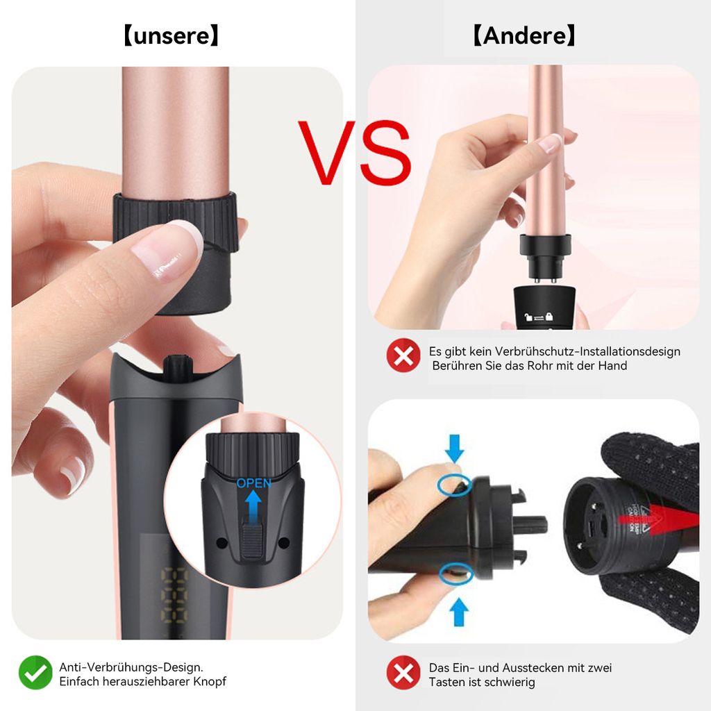 lockenstab 5 in 1, mit 3 Fässern, Pro Lockenstäbe für große Produktbild 4