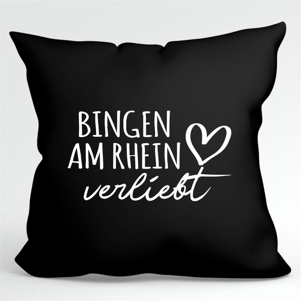Huuraa Kissenbezug Nidderau verliebt 40x40cm Black Baumwolle Dekokissenbezug Geschenkidee