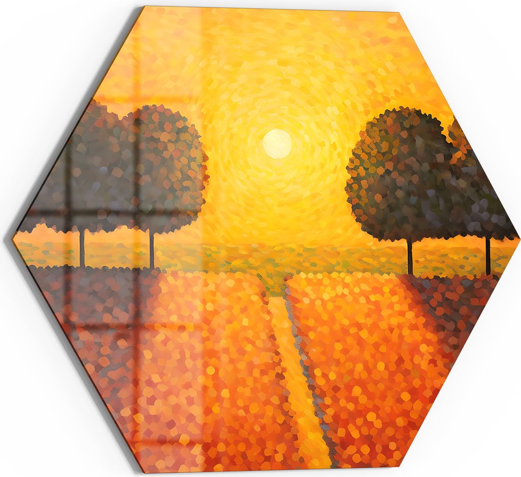 DEQOART Glasbild Echtglas 55x48 cm 'Pfad zur Sonne' Wandbild Bild modern Deko
