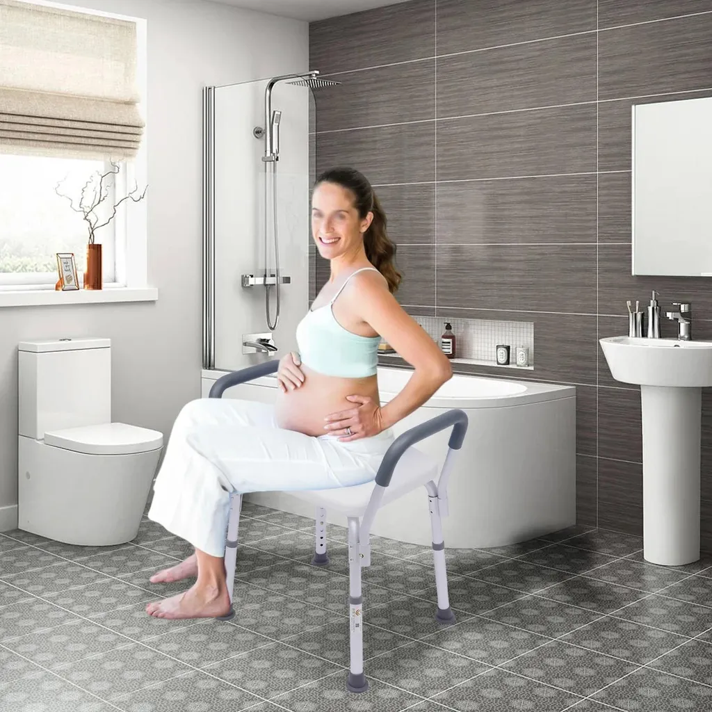 Chaise de douche stable structure métallique fixe non pivotante 45cm