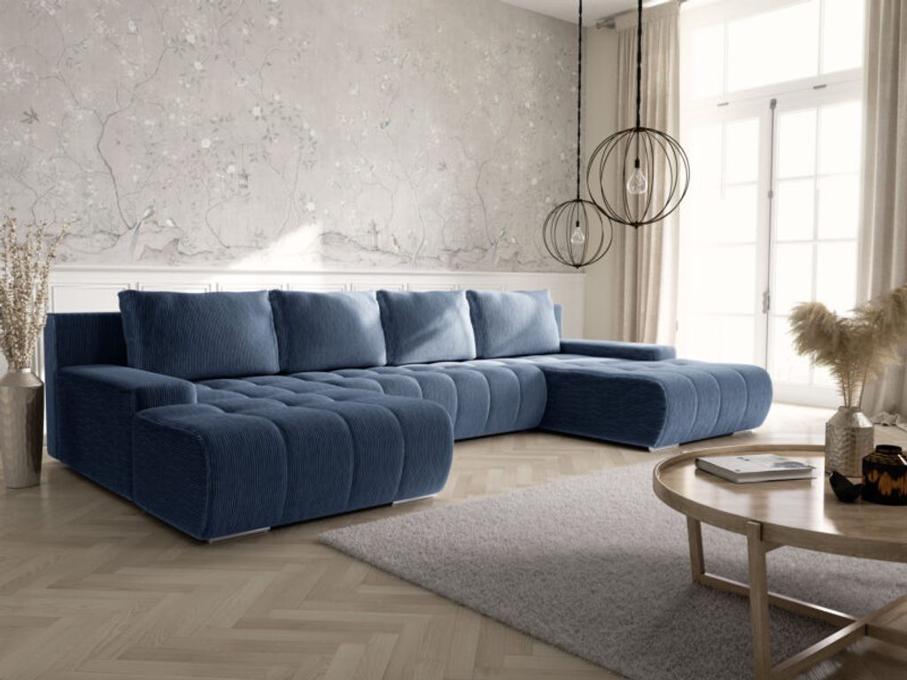 Intenso Ecksofa U mit Schlaffunktion Velutti U Premium, Blau