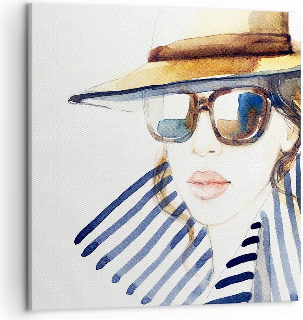 Bild auf Leinwand - Leinwandbild - Frau Gesicht Lippen - 50x50cm - Wand Bild - Wanddeko - Wandbilder - Leinwanddruck - Bilder - Kunstdruck - Wandde...