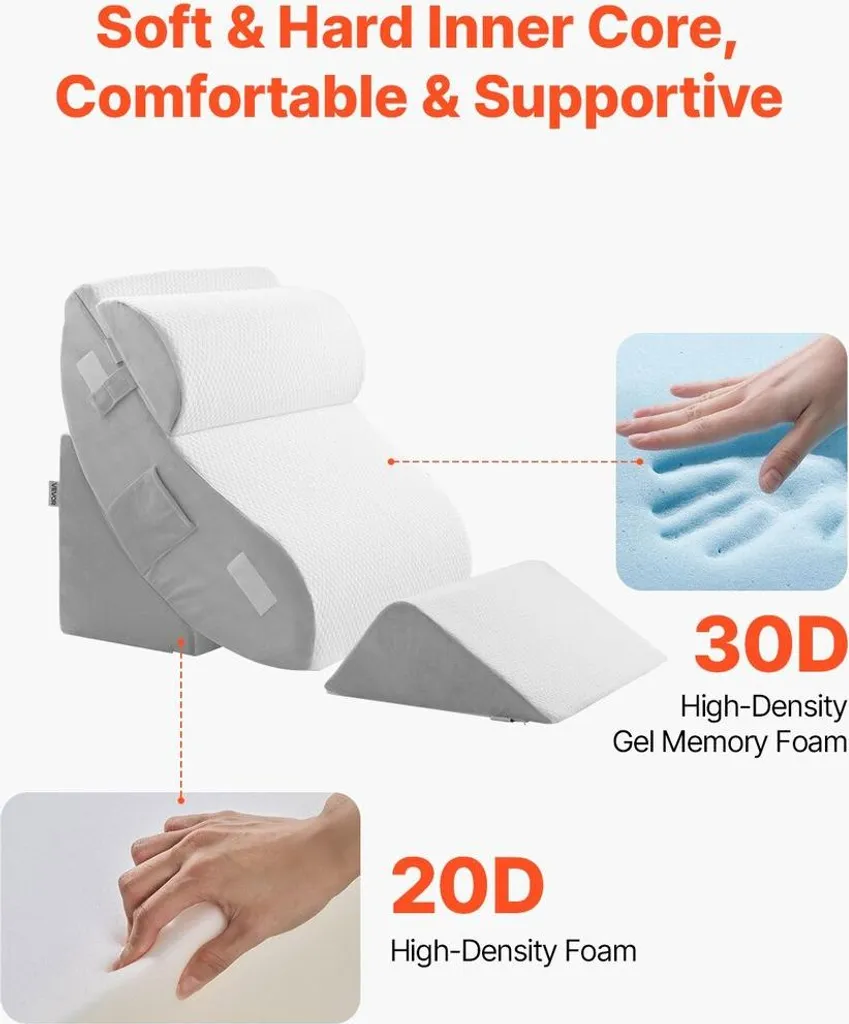 Oreiller anti-reflux et mal de dos : cale orthopédique 4 pièces réglable