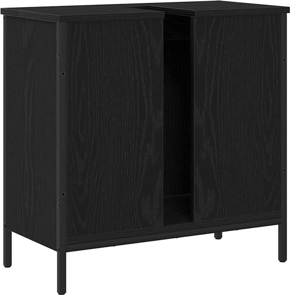 Waschbeckenschrank mit Tür Schwarz Eichen-Optik 60 x 30 x 60 cm