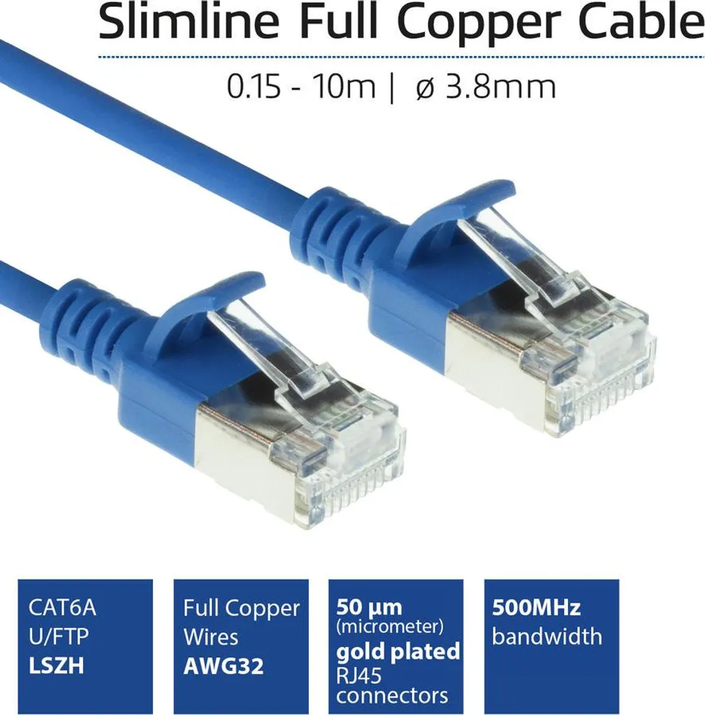 Cavo Rete ACT DC7652 CAT6A Slim 0,25m | U/FTP 10Gbps LSZH per Server - 2