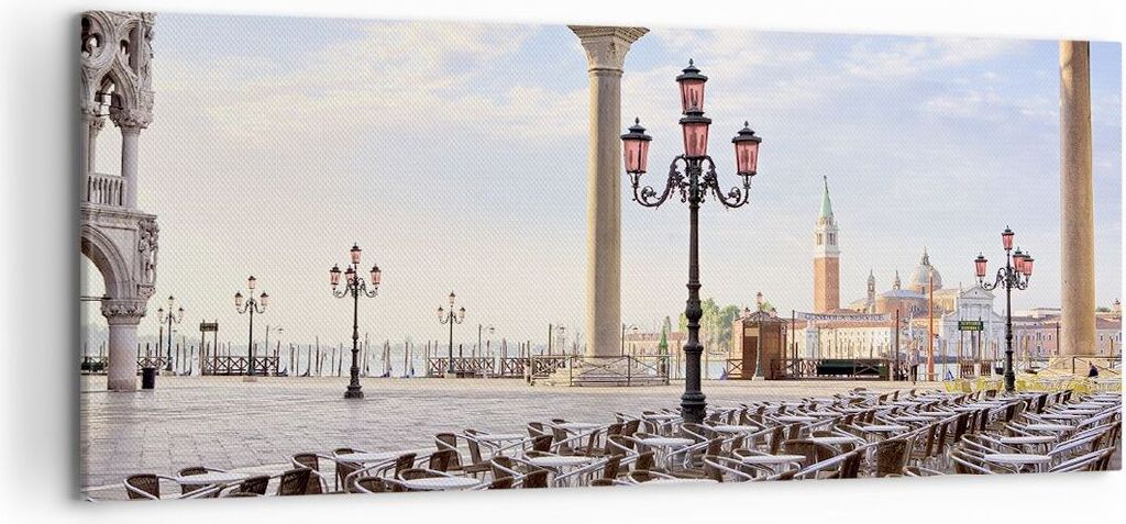 Bild auf Leinwand - Leinwandbild - Architektur Stadt Venedig - 120x50cm - Wand Bild - Wanddeko - Leinwanddruck - Bilder - Kunstdruck - Wanddekorati...