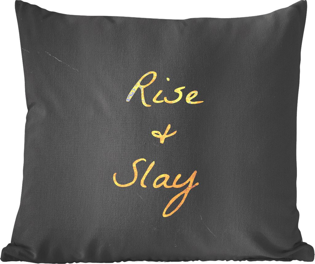 MuchoWow Zierkissen Sofakissen Wohnzimmer Dekokissen 60x60 cm Zitate - Sprichwörter - Gold - Marmor - Sitzfläche - Foto Polster