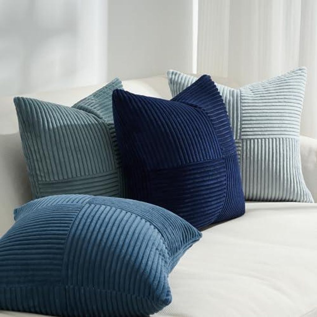 Kissenbezug Blau 45x45 4er Set Kissen Aesthetic Sofakissen