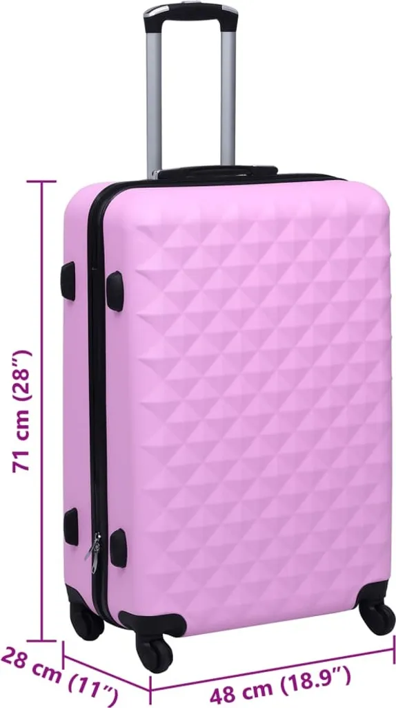 vidaXL Trolley rigido Rosa ABS - 6