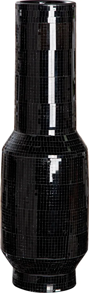 Vase Design Céramique Noire Black Disco Gilde 51cm Texture Graphique