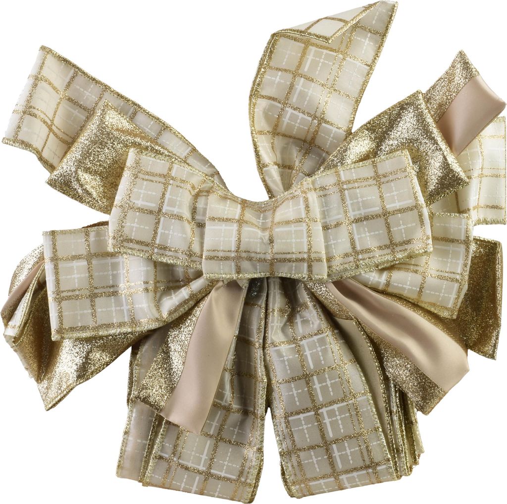 Schleife Textil Santa Lila SANTA 32x130 cm Beige/Gold 1 Stück