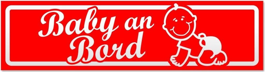 Kiwistar - Autoaufkleber - Rot - 20 x 5,3 cm - Baby an Bord mit Baby invertiert - Hinweis Aufkleber Sticker für Auto, Kfz, Fahrrad, PKW, LKW