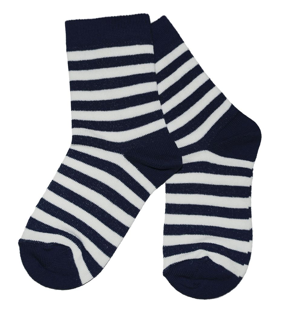 Kinder Basic Socken aus Baumwolle Farbige Ringel Marine Größe 19-22
