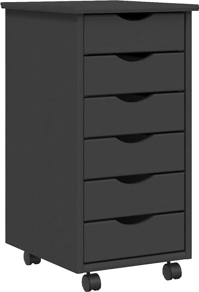 vidaXL Rollschrank mit Schubladen MOSS Grau Massivholz Kiefer