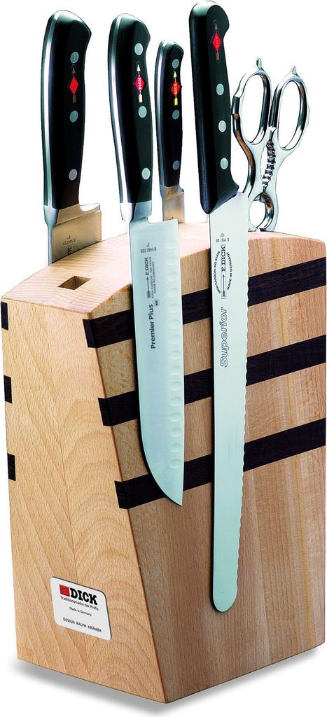 F. DICK Design Messerblock Premier Plus 5-tlg Messerblock Buchenholz mit Magnet