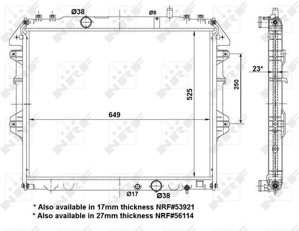 NRF 53921A - OE 164000L250 Kühler, Motorkühlung für Hilux