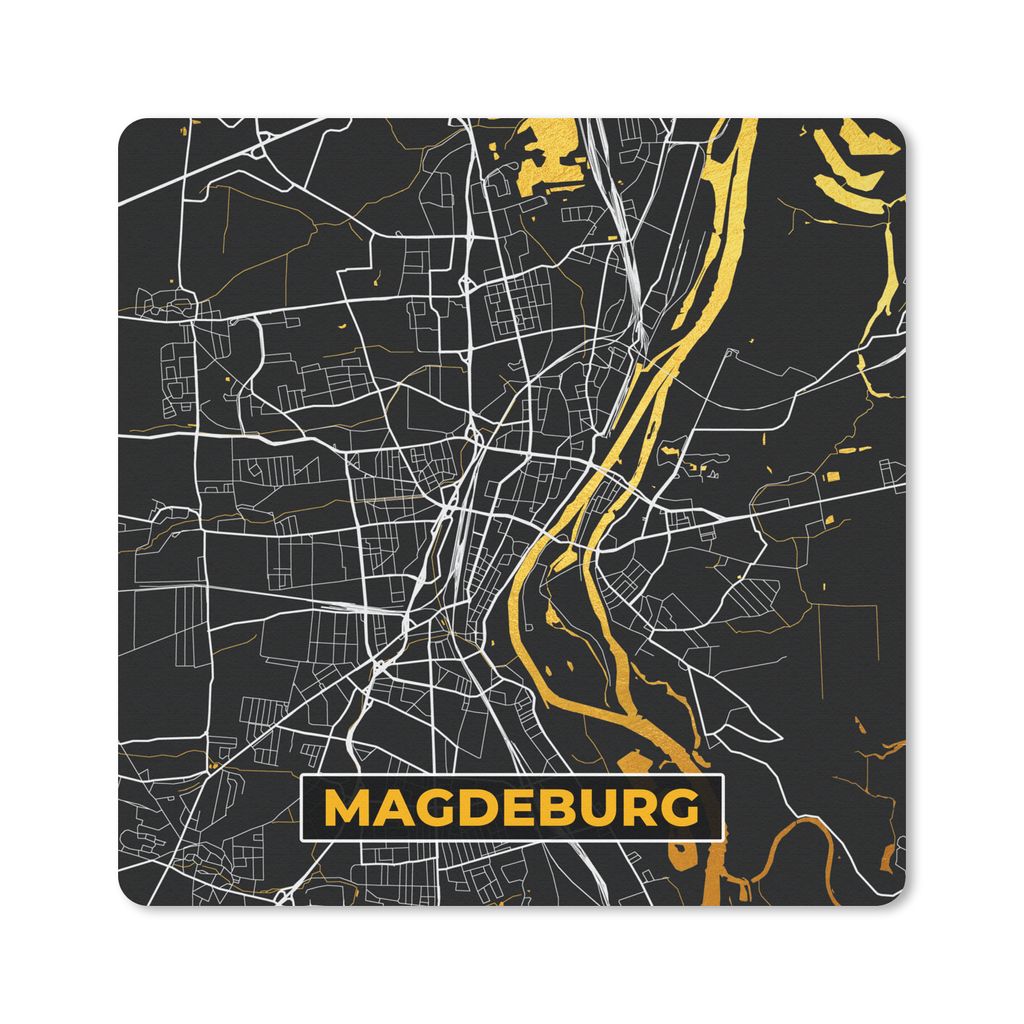 MuchoWow Mauspad Mousepad Magdeburg - Stadtplan - Deutschland - Karte - Gold 20x20 cm - Mousepads - Maus Mat - Pad - Mausunterlage - Desk Mat - B...