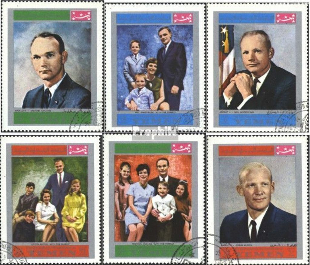 Briefmarken Jemen (Königreich) 1969 Mi 809A-809F (kompl.Ausg.) gestempelt Astronauten und ihre Familien