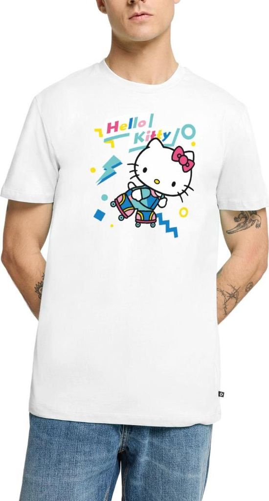 Spreadshirt Hello Kitty 90er Stil Mit Rollschuhen Männer Premium T-Shirt, S, Weiß