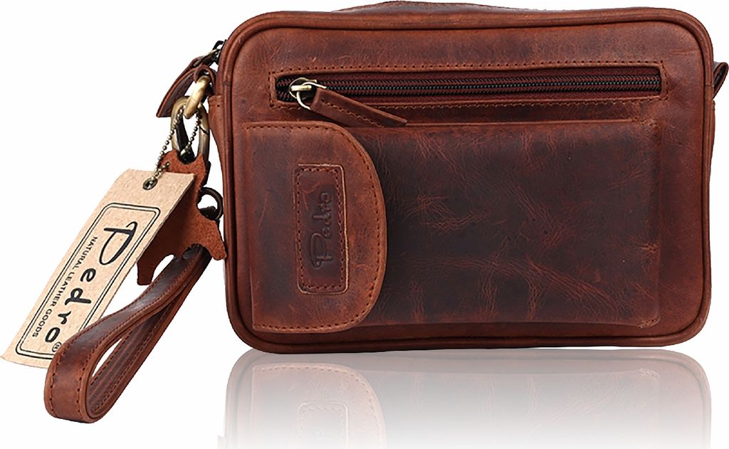 Leder Handgelenktasche Reise Handtasche kleine Produktbild 