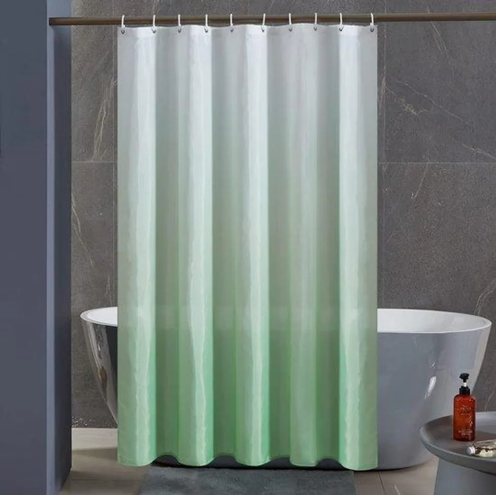 Rideau de douche pour petite salle de bain 150x180 cm blanc vert étanche