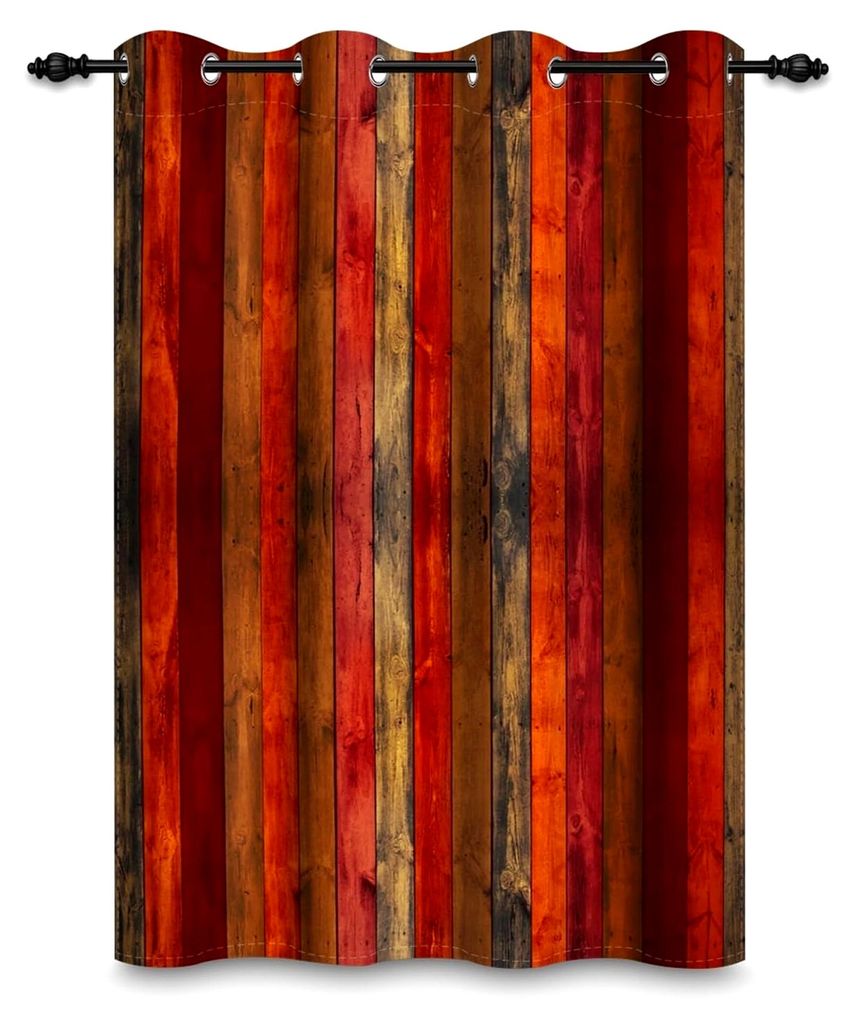 Ösenvorhang aus rustikalem Holz mit Retro-Design, 117x229cm, bunt, für Landhausstil und Raumteiler, Verdunkelungsvorhänge für Schlafzimmer und ...