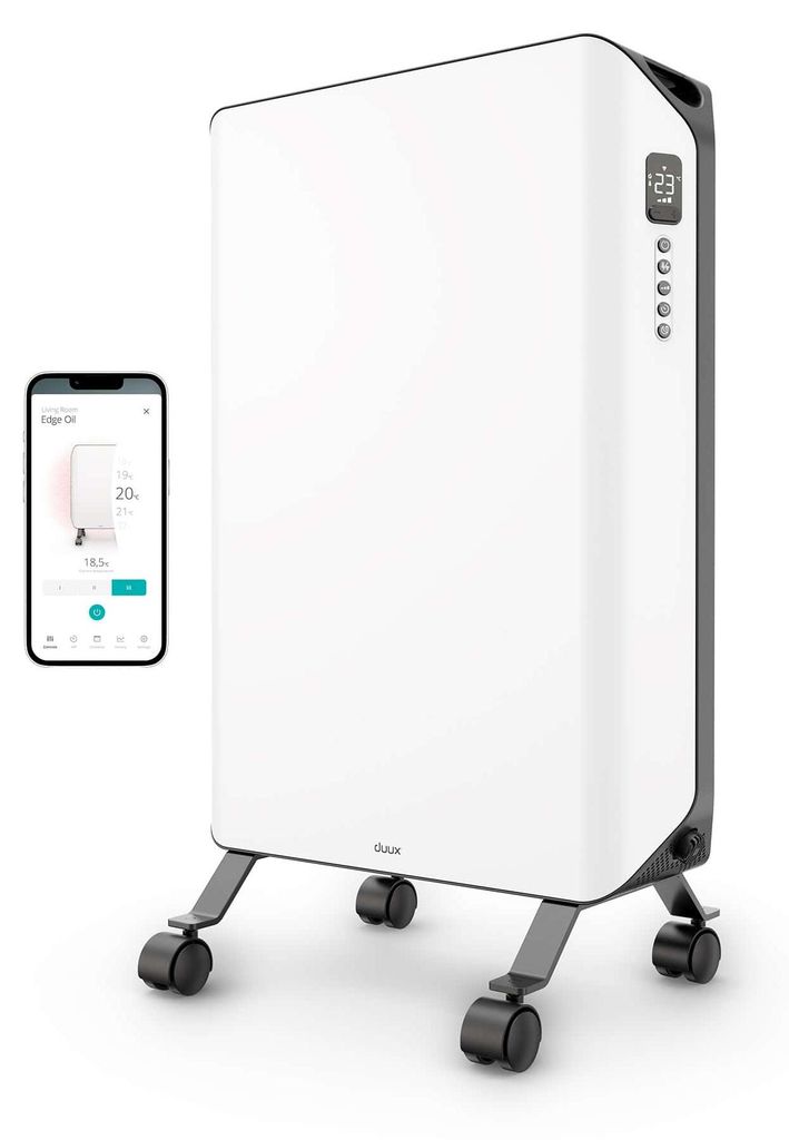 Duux Edge Oil Smart Ölradiator energiesparend - 2000W Elektro Heizkörper mit thermostat, Eco-Modus - Weiß