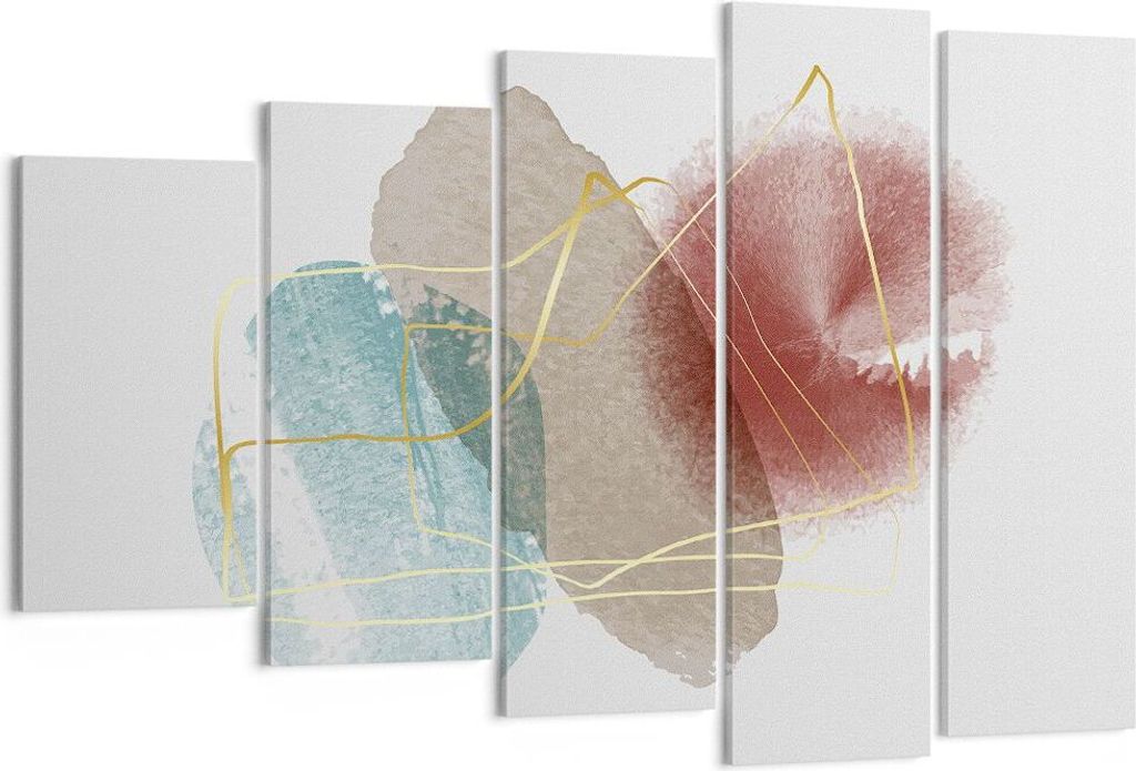 Bild auf Leinwand - Leinwandbild - 5 Teile - Form Figur Abstraktion - 150x100cm - Wand Bild - Wanddeko - Wandbilder - Leinwanddruck - Bilder - Wand...