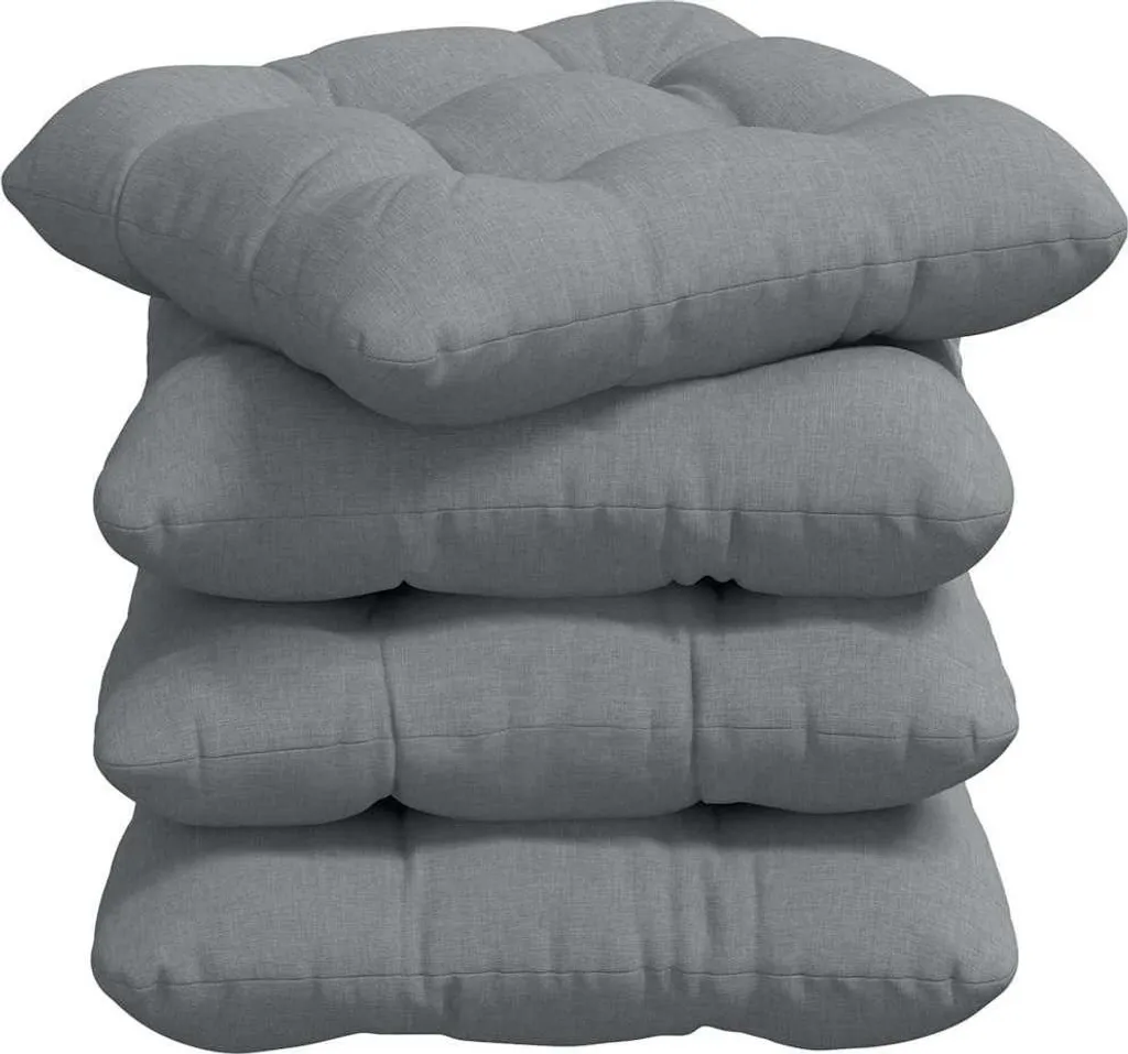 Galette de chaise carrée 40x40x12 cm vidaXL en tissu gris clair - 4 unités