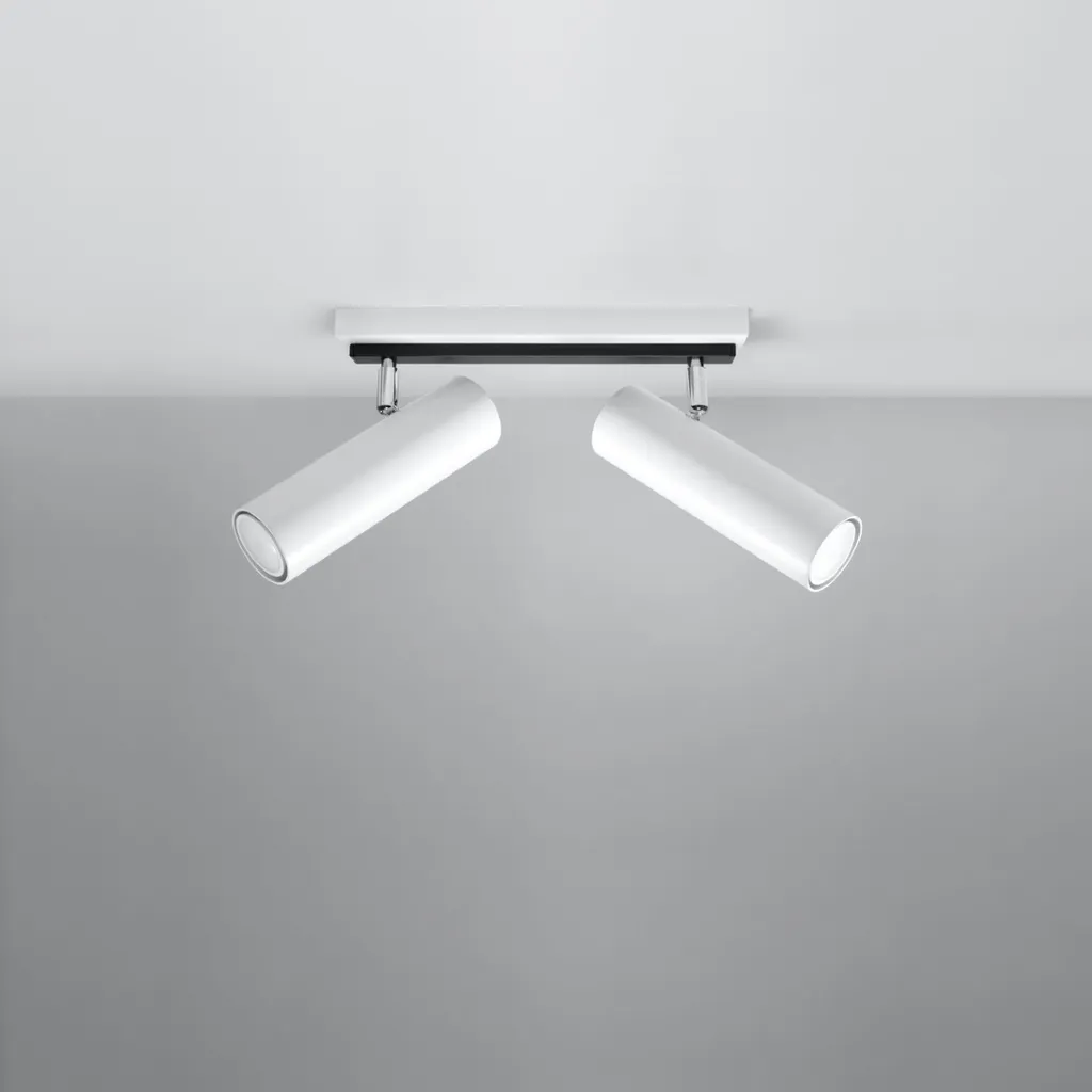 Plafonnier blanc 2 spots GU10 DIREZIONE 2 acier robuste 20x6x30 cm