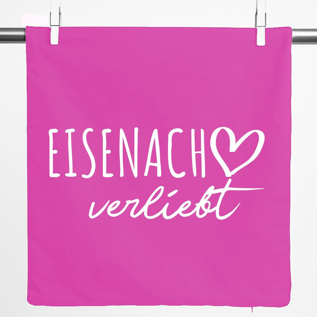 Huuraa Kissenbezug Eisenach verliebt 40x40cm Fuchsia Baumwolle Dekokissenbezug Geschenkidee