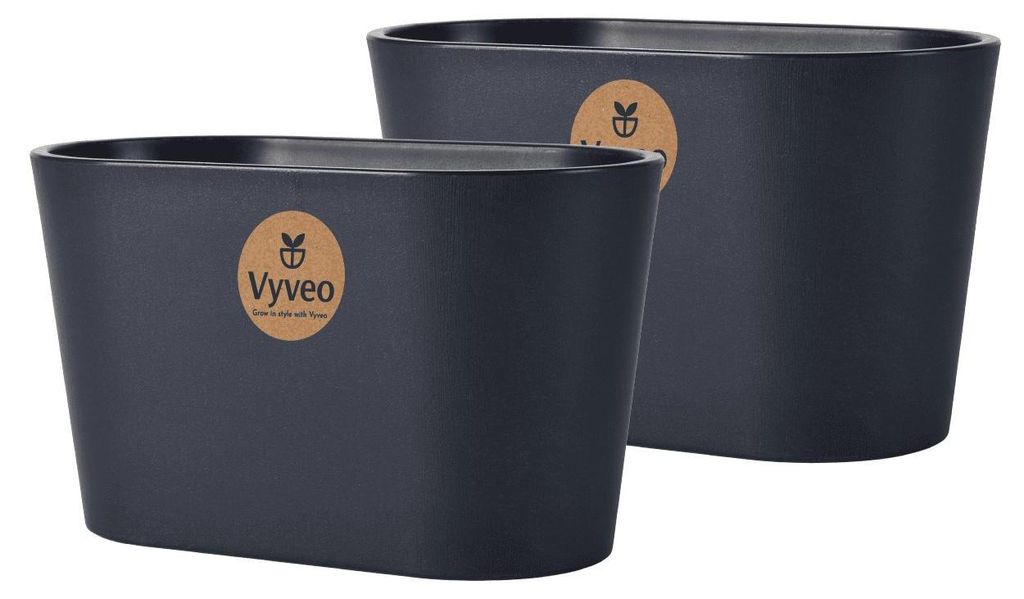 Vyveo - Blumentopf Varda - 2er-Set - Schwarz - 32x13x14