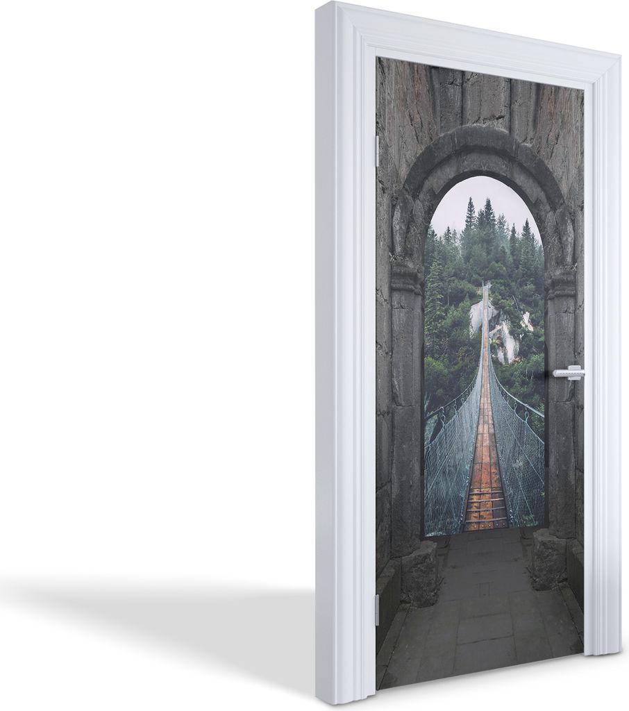 Wandtattoos Türen Selbstklebende Wandsticker Türtapeten - Brücke im Wald - 95 x 205 cm
