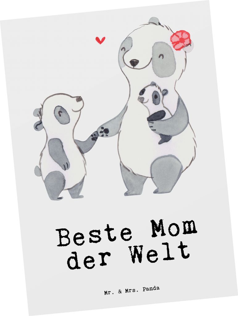 Mr. & Mrs. Panda Postkarte Panda Beste Mom der Welt - Weiß - Geschenk, Geschenkidee, Danke, Postkarten, Grußkarte, Dankeschön, Muttertag, einzel...