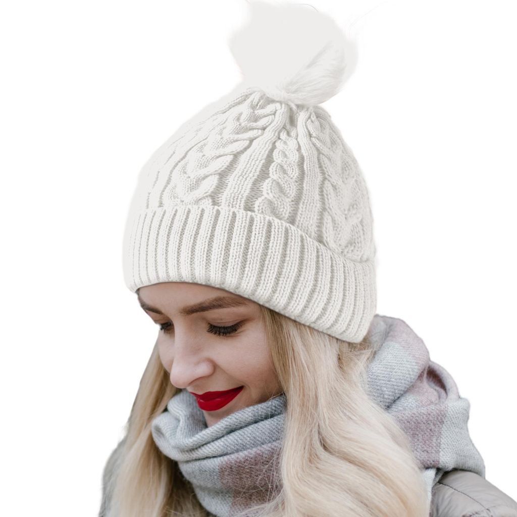 Strickmütze Beanie Damen Warm, Mütze Damen Herbst Winter Federnd, Mit Fleece Gefüttert, Wollmütze Damen Geeignet für Schule, Arbeit, Skifahren