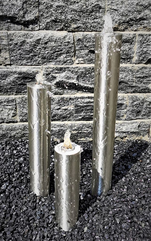 Säulenbrunnen Wasserspiel rund 3er-Set Edelstahl 80/60/40 x 10 cm Komplettset