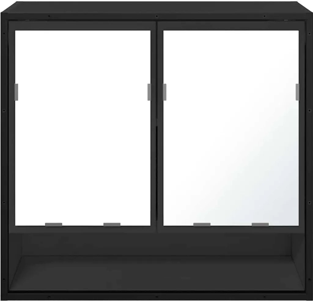 Armadio a specchio nero 65x20x60 cm in materiale ligneo - 5