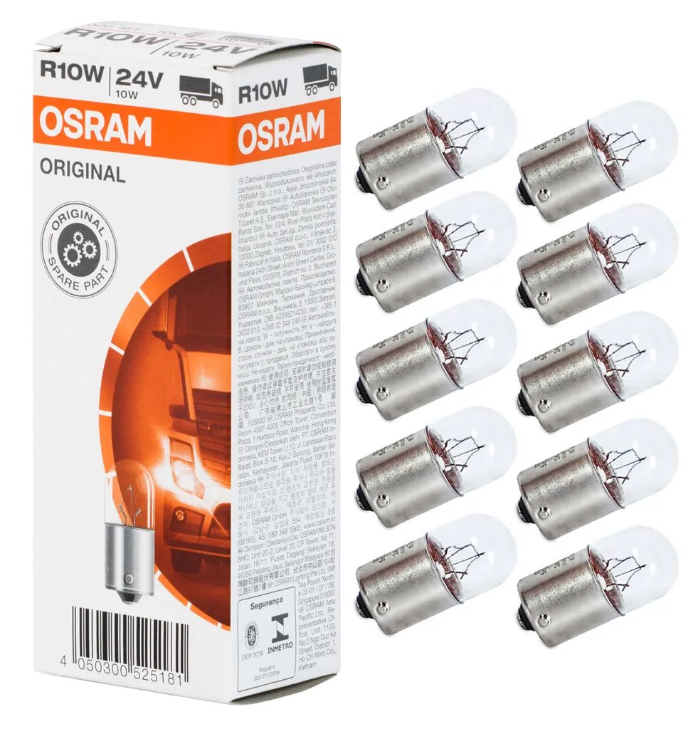Stock 10x Osram 5637 R10W 24V - Ricambi Originali Flotte Camion