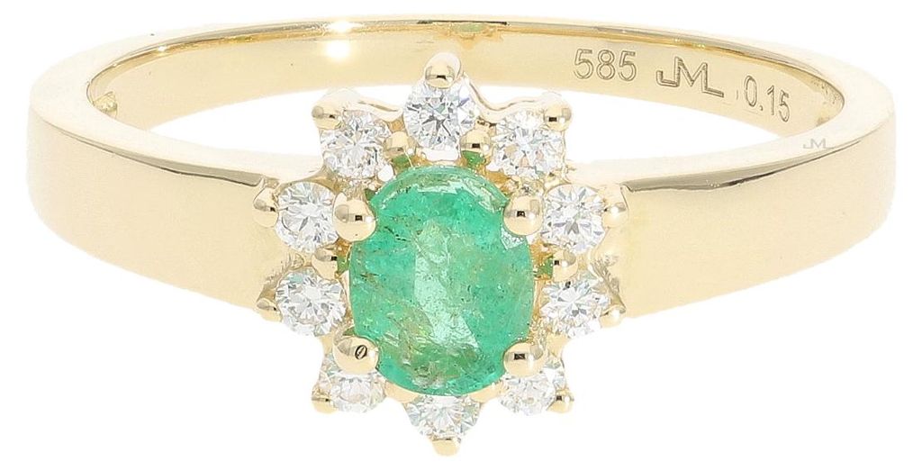 JuwelmaLux Ring 585 Gold mit Smaragd und Brillant JL10-07-1913 Größe 56