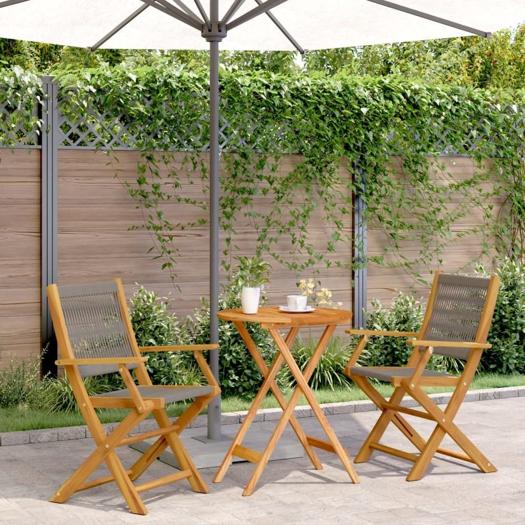 Maison Exclusive - 3-tlg. Bistro-Set Grau Polypropylen und Massivholz