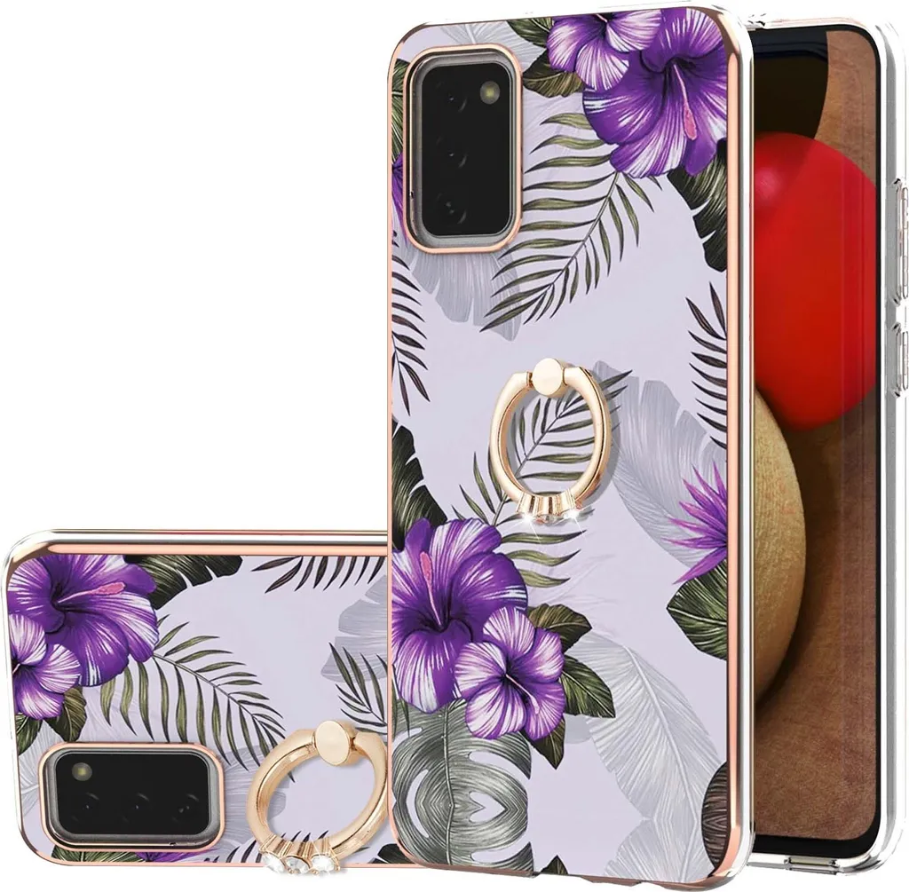 Custodia Samsung A02s Viola Chic: Cover Silicone con Ring Holder