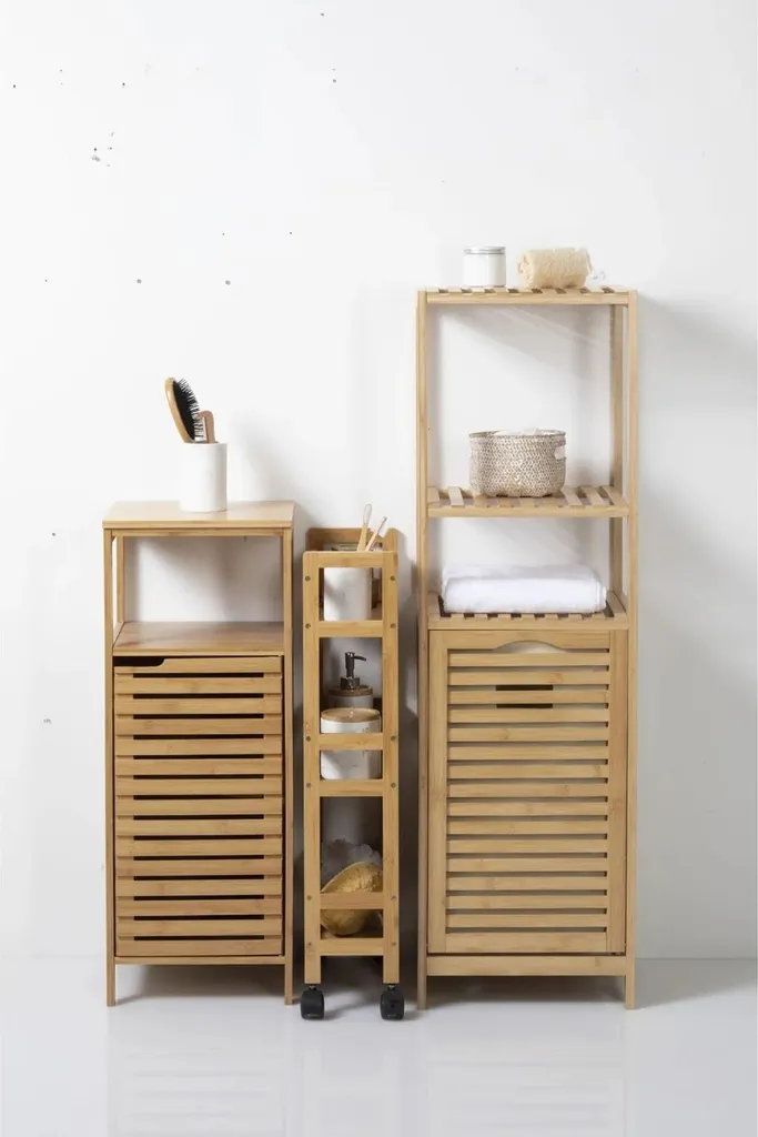 Rangement mobile gain de place - Chariot en bambou 3 niveaux pour studio - 3