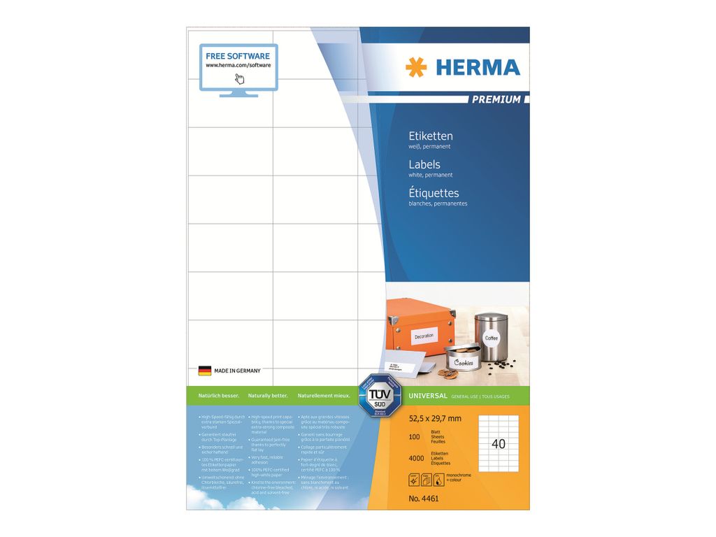HERMA SuperPrint - Etiketten - weiß - 29,7 x 52,5 mm - 100 Image du produit 